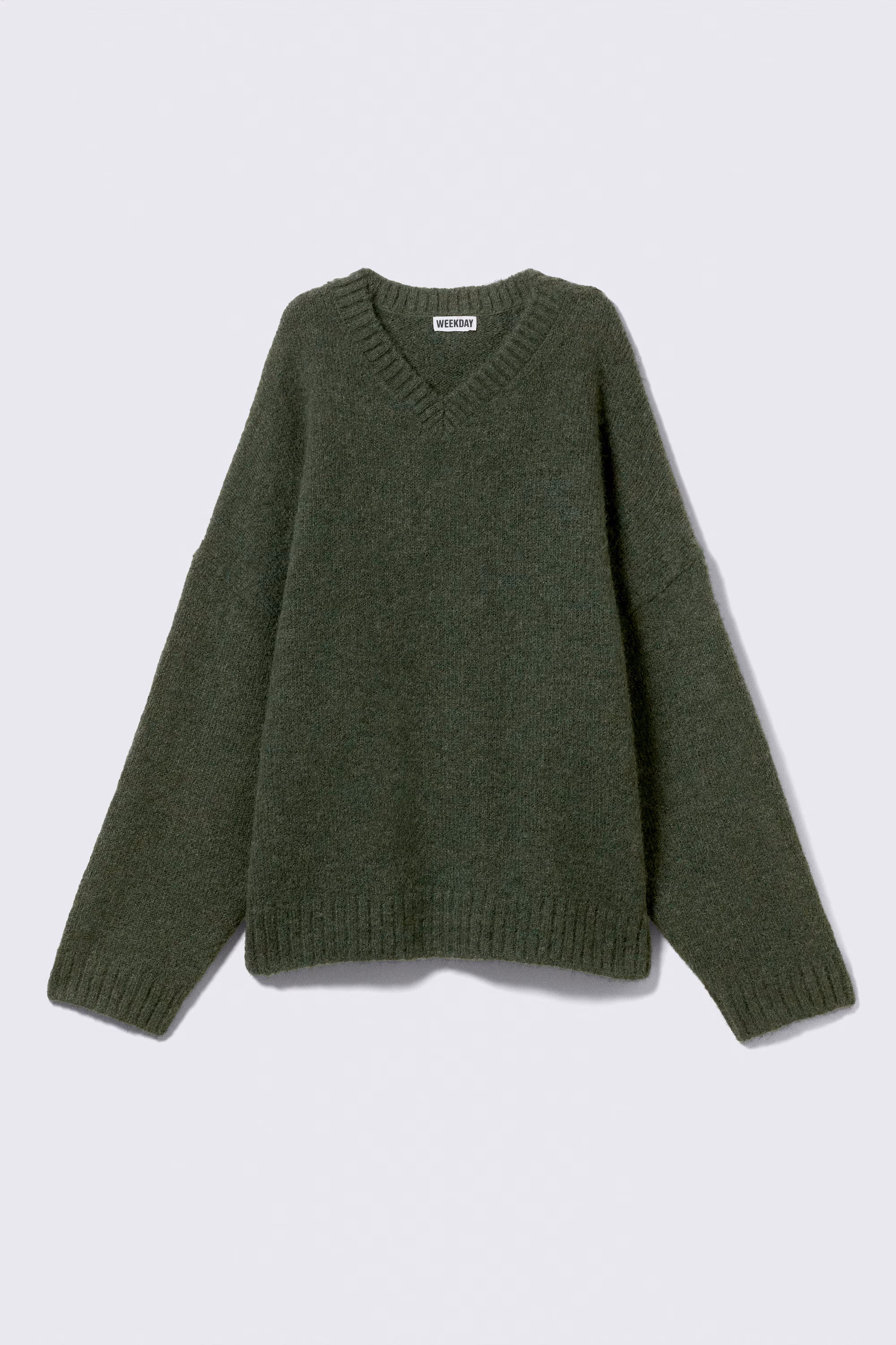 Dark Green - Oversized V-Neck Wool Blend Sweater