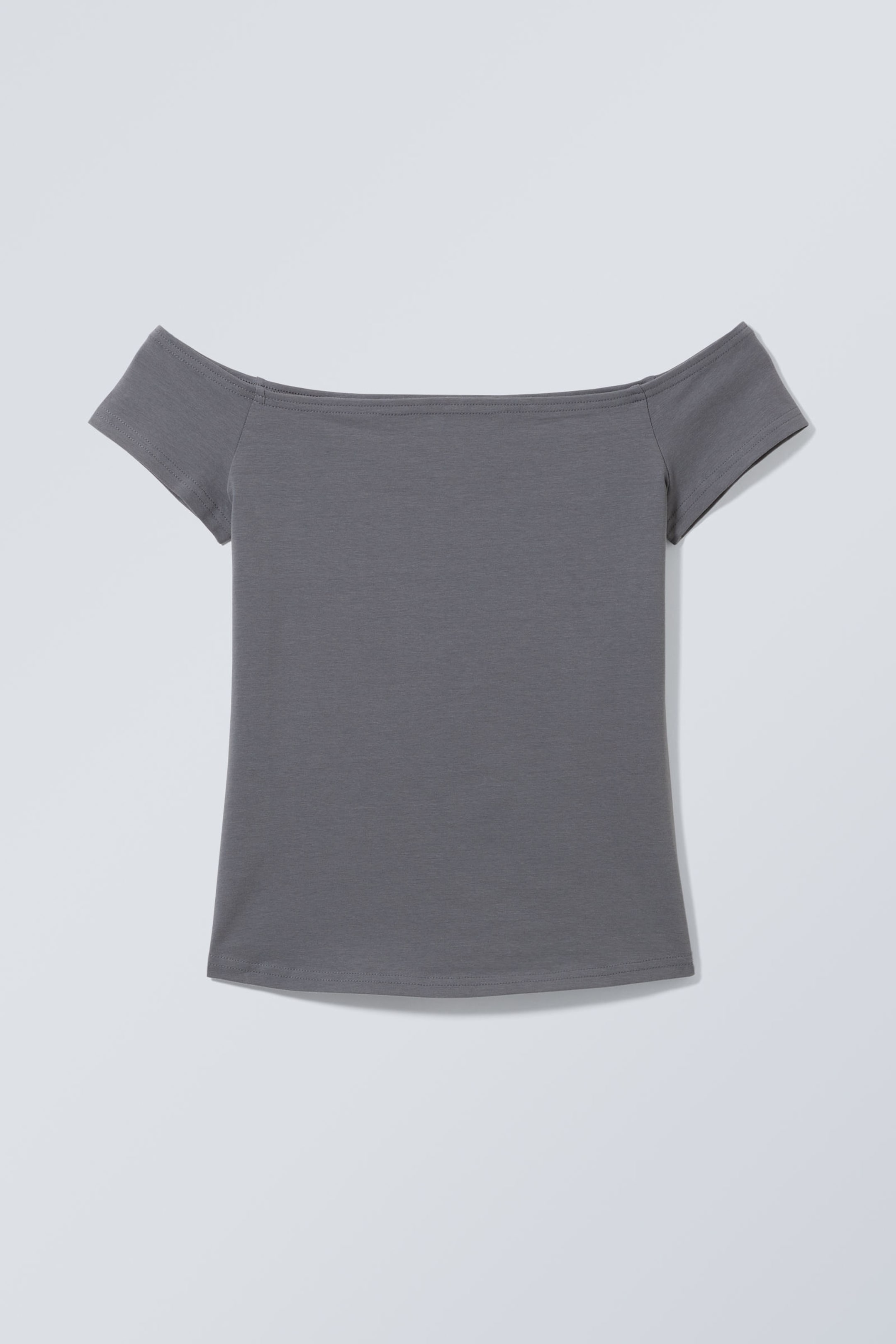 Dark Grey - Off Shoulder T-shirt - 0