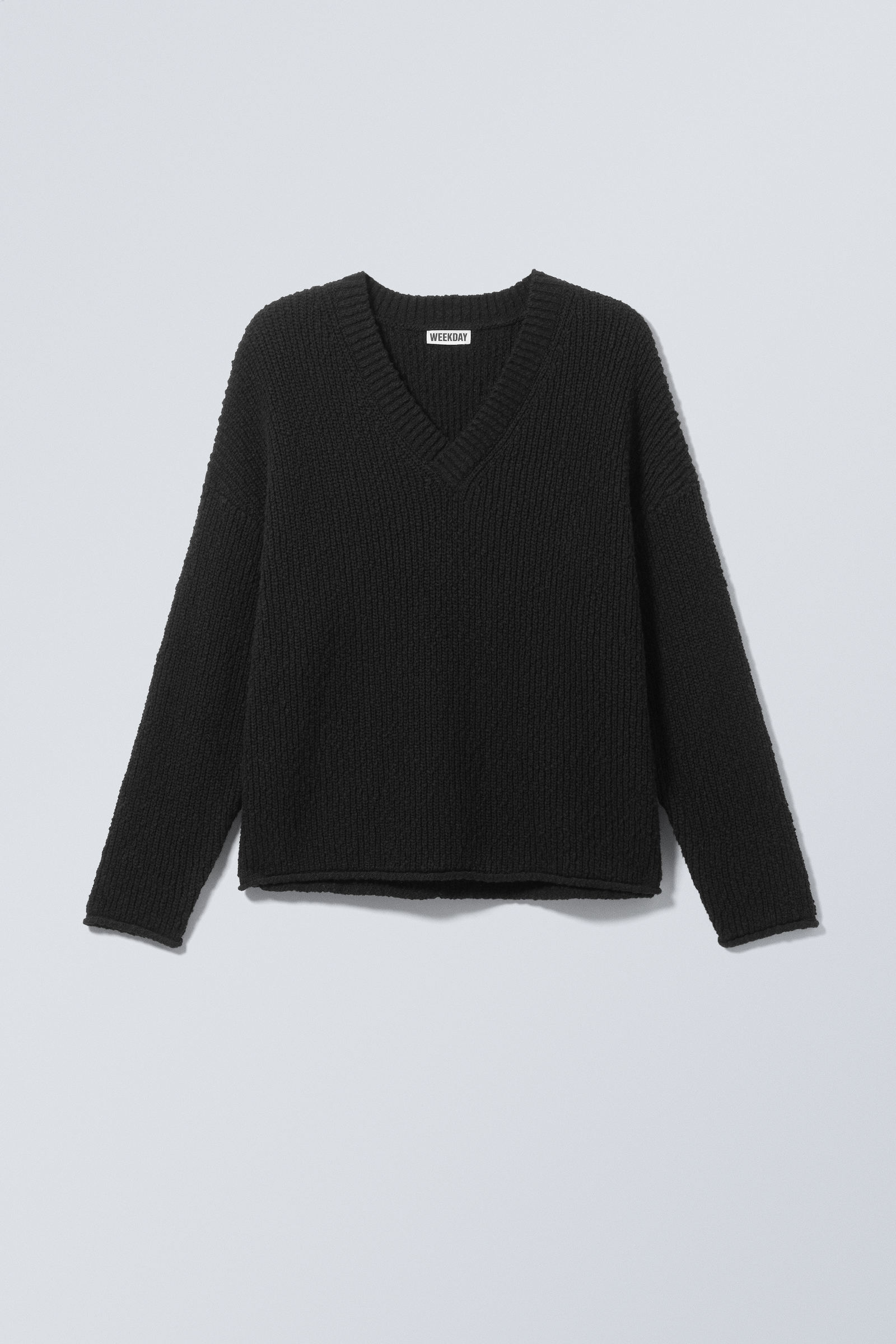 boxy knitted v-neck sweater - Black | Weekday EU boxy knitted v-neck sweater - Black | Weekday EU