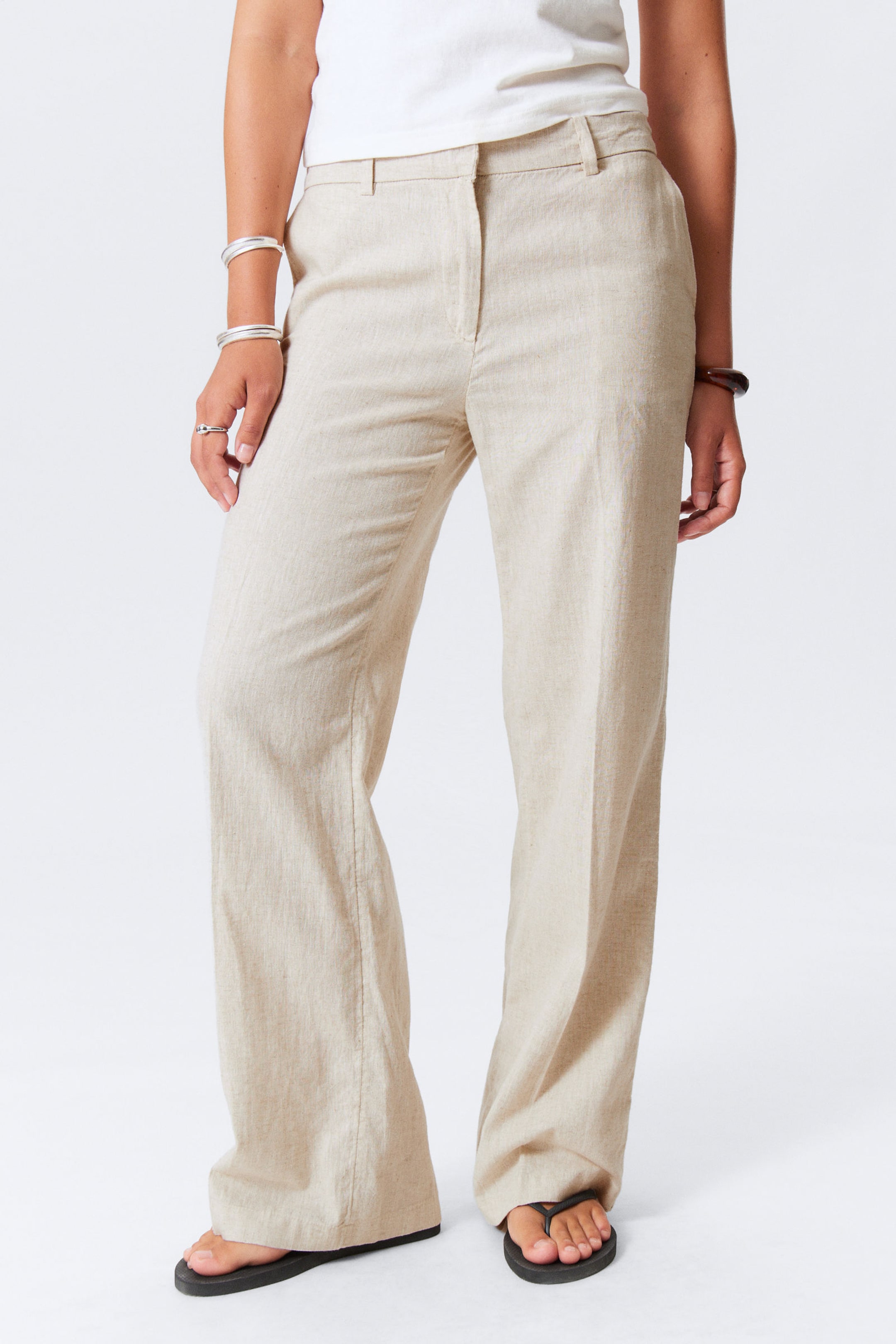 #D1CAB7 - Mid Linen Blend Suit Trousers - 2