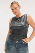 Shiny Grey - Super soft sleeveless boatneck top - 1