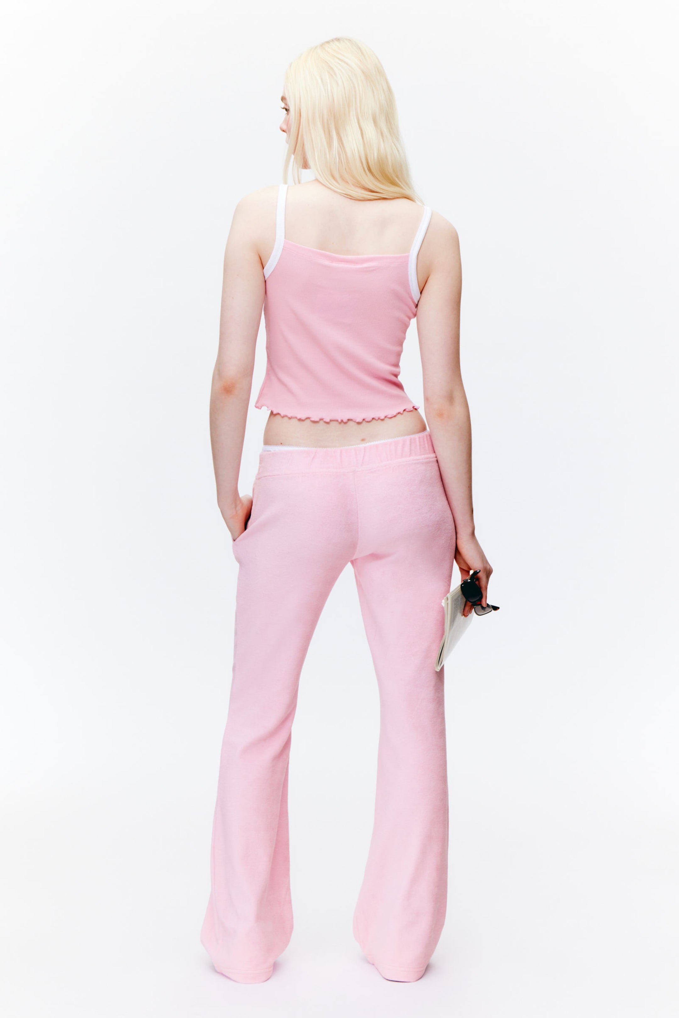 Pink - Cropped Ribbed Tank Top - 2
