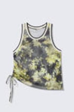 Dark Floral - Mesh Drawstring Tank Top - 4
