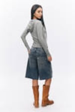 Grey Melange - Long-Sleeved Hooded Top - 2