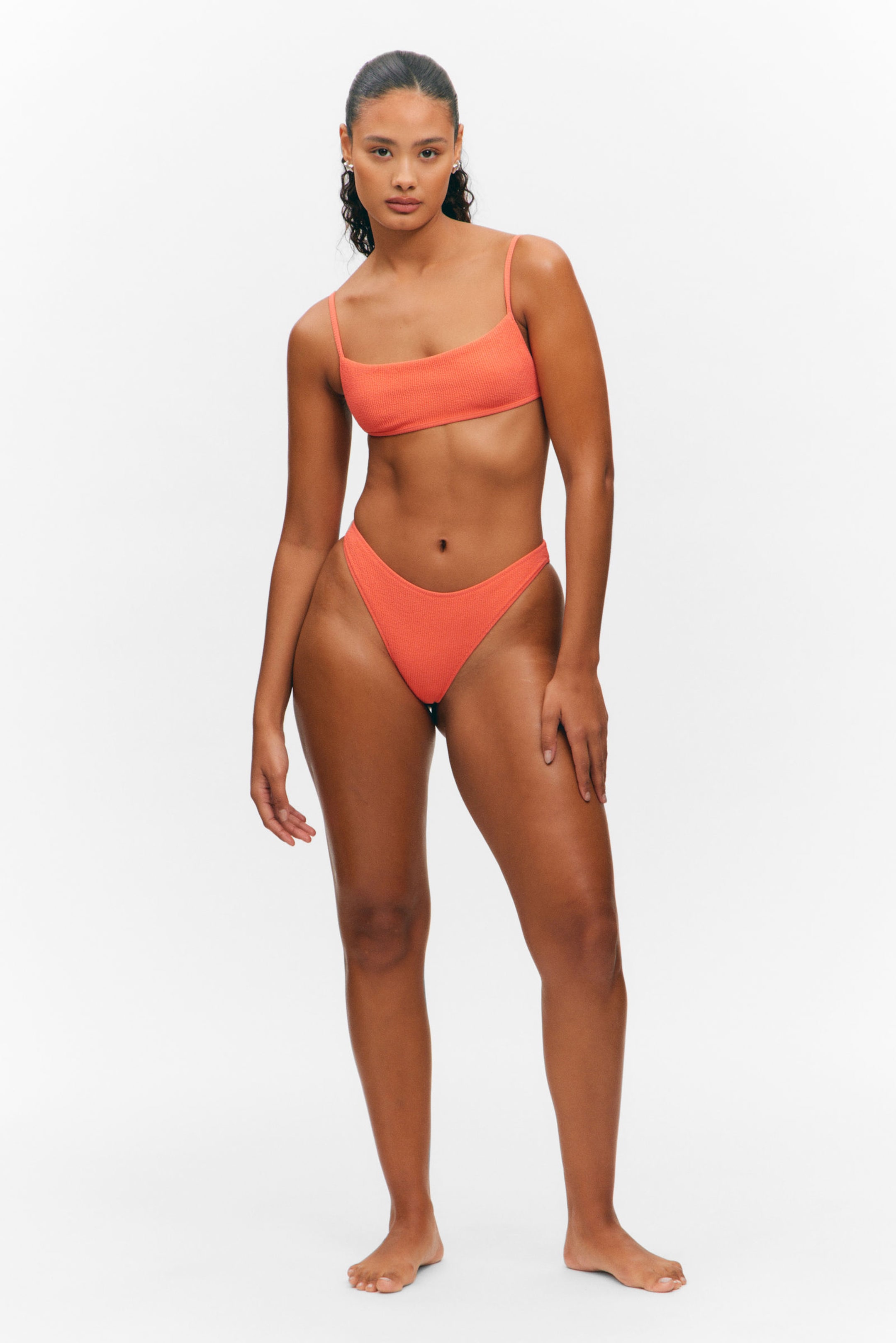 #CF5757 - Structured Square Neck Bikini Top - 2