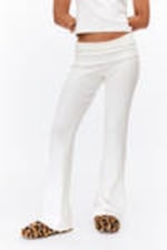 White - Low Waist Flared Pyjama Trousers - 1