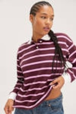 Burgundy - Long Sleeve Rugby Polo Top - 0
