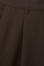 Dark Brown - Low waist wide leg tailored trousers - 4