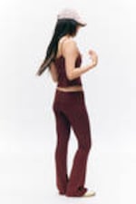 Dark Red - Low Waist Flared Pyjama Trousers - 3