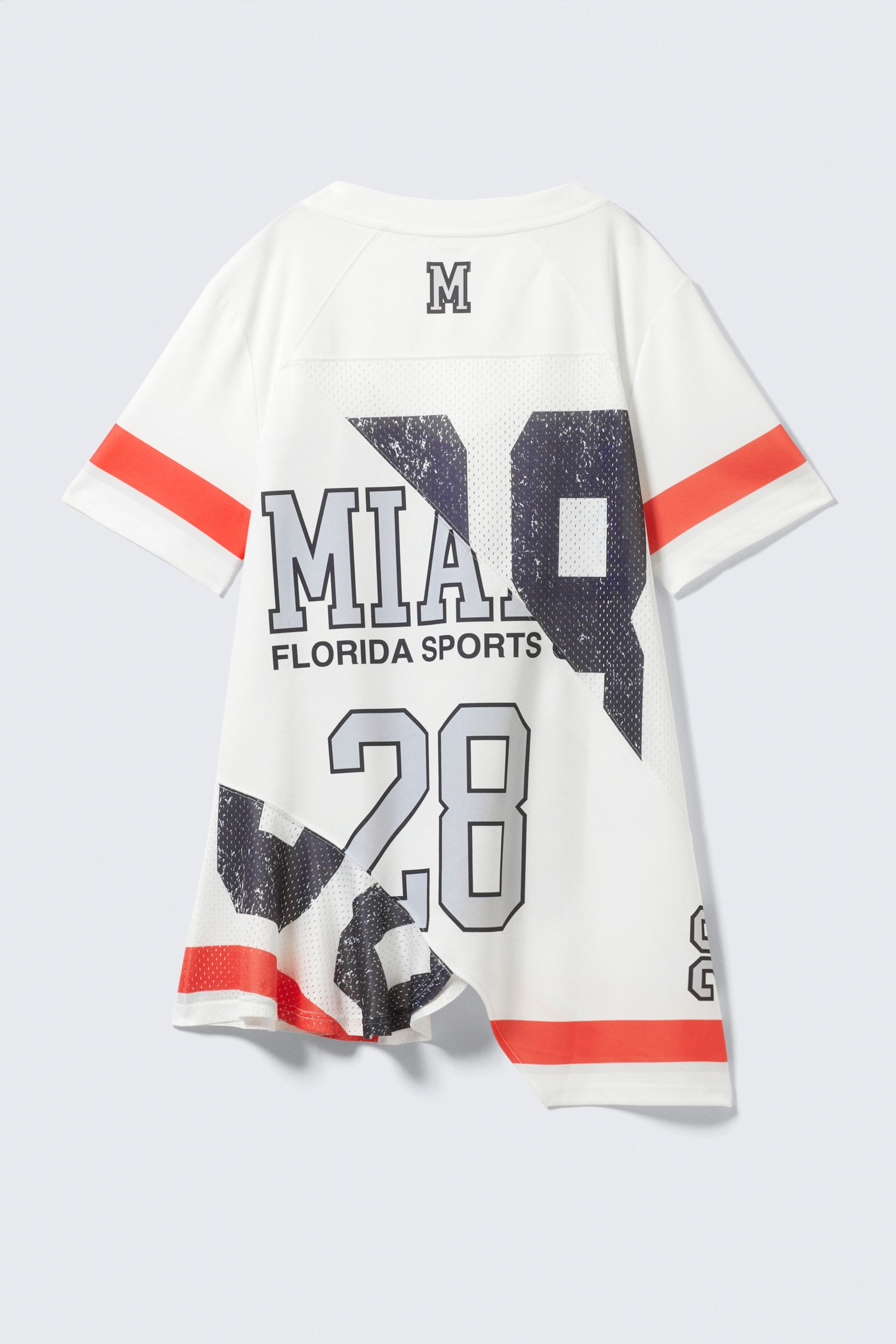Miami Print - Asymmetric Mesh Varsity Mini Dress - 5