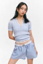 Striped Blue - Relaxed Cotton Boxer Shorts - 1