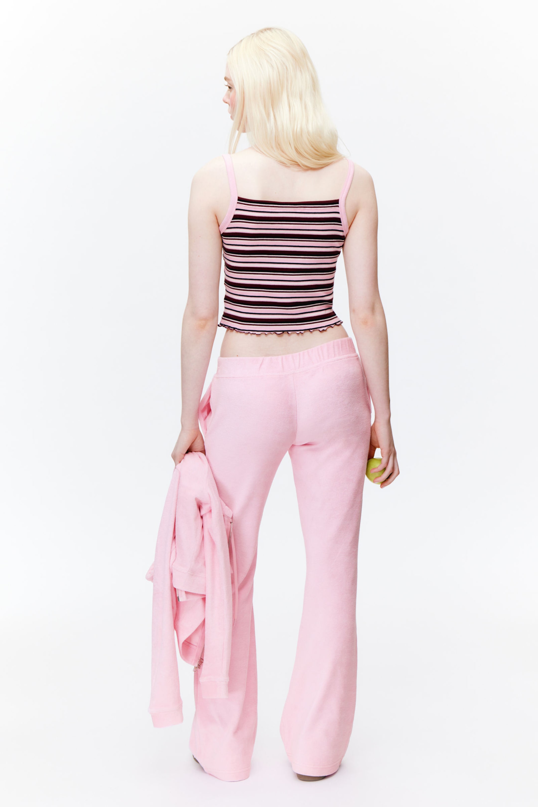 Dark Red Stripe - Cropped Ribbed Tank Top - 2
