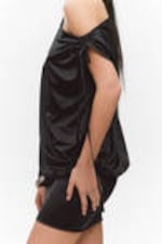 Black - Draped Jersey One-Sleeved Dress - 2