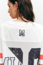 Miami Print - Asymmetric Mesh Varsity Mini Dress - 2