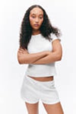 White - Soft Pointelle Pyjama Shorts - 1