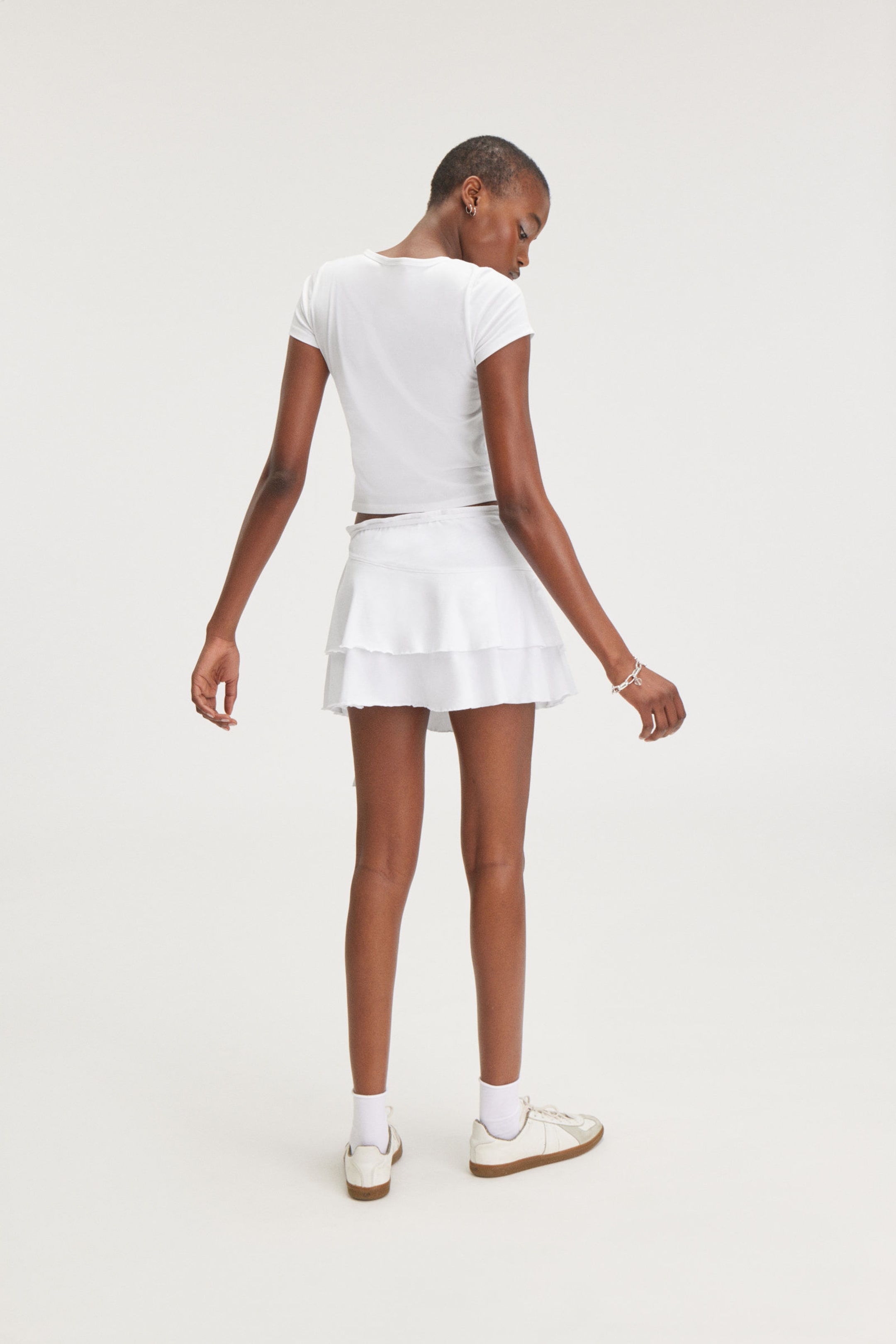 White - Purple Bow - Cropped t-shirt - 2
