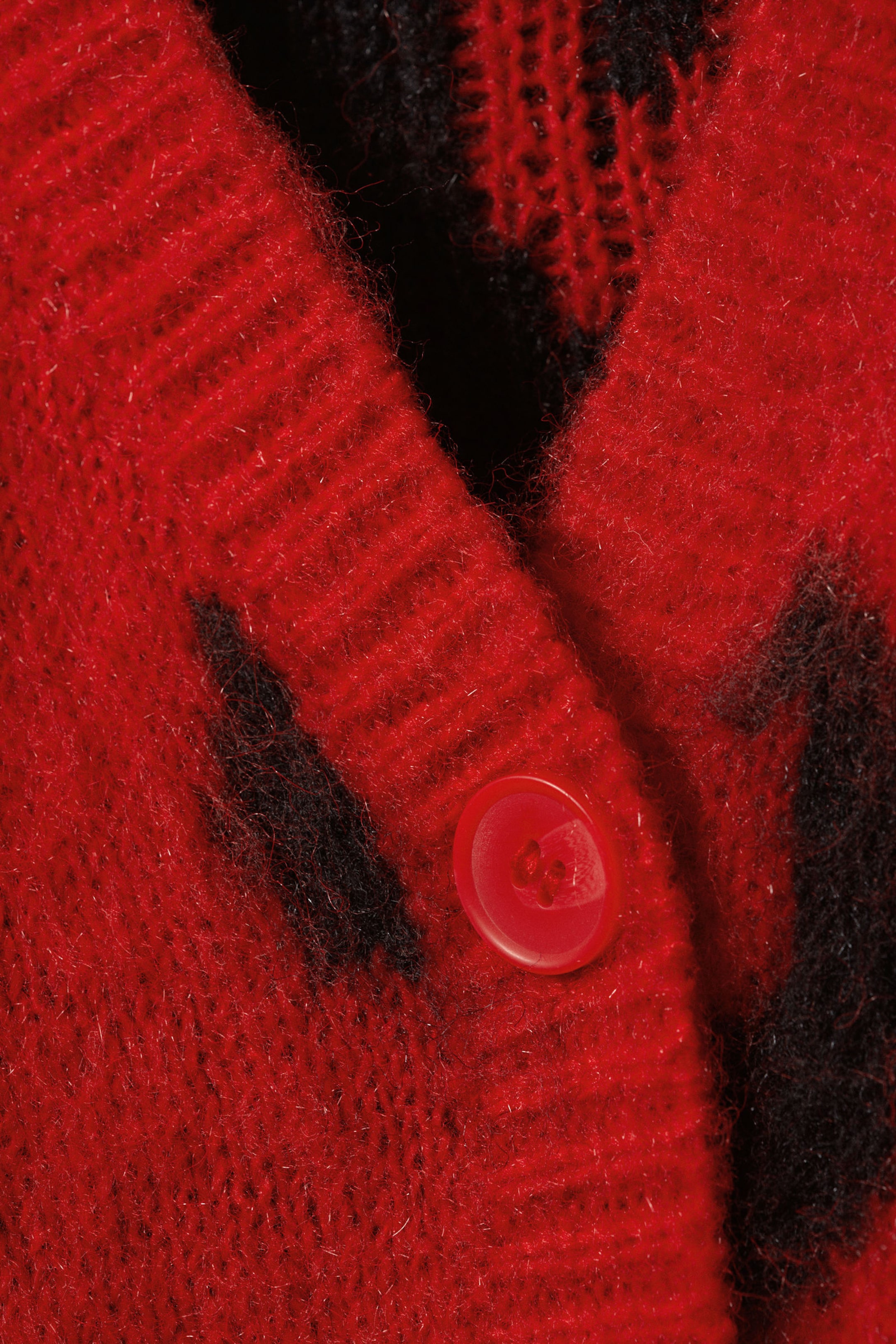 Red - Leopard - Fluffy knit cardigan - 5