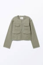Light Dusty Khaki Green - Detachable Sleeve Cotton Jacket - 5