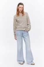 Black & Dusty White - Stripe - Boxy Sleeve T-Shirt - 1