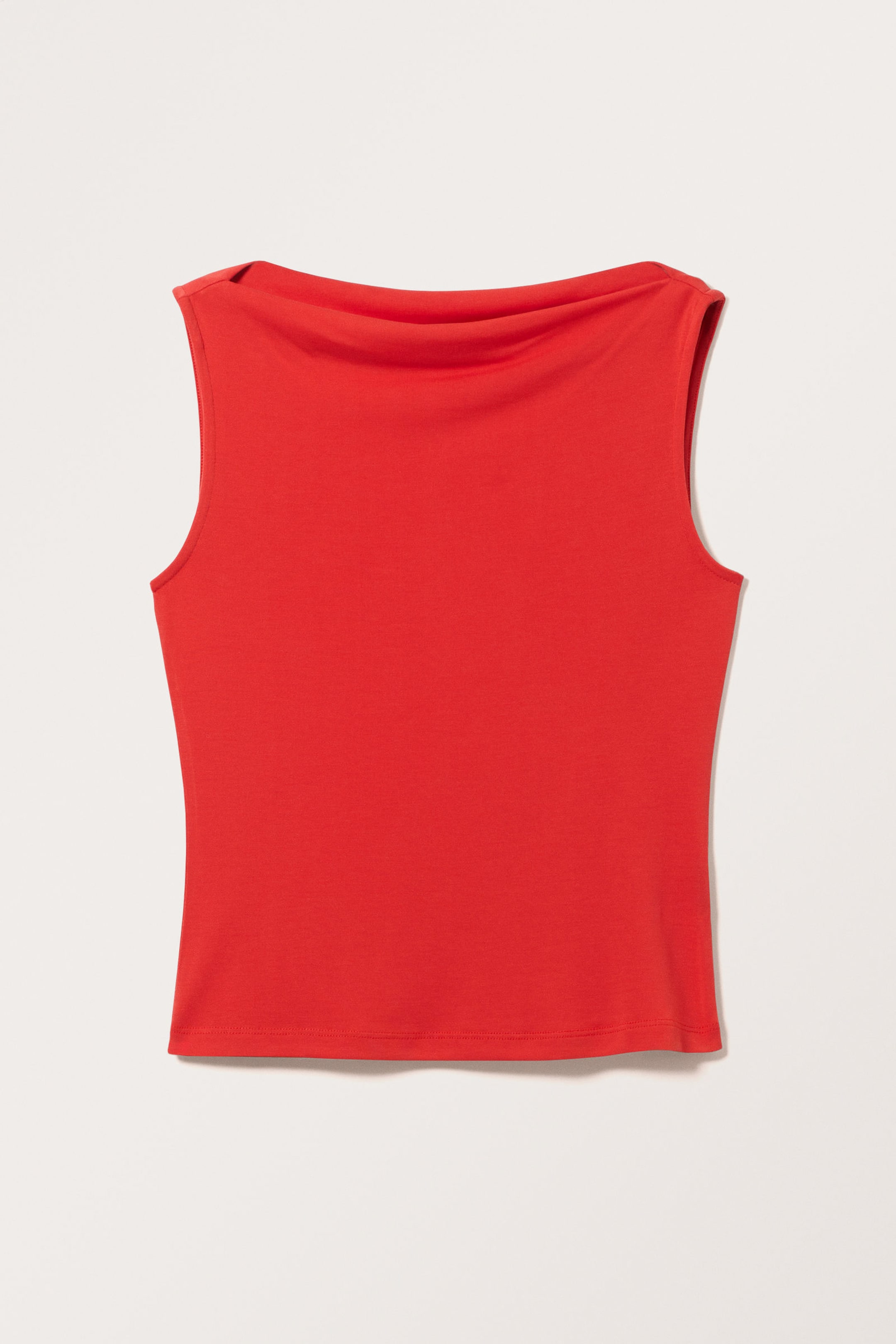 Red - Super soft sleeveless boatneck top - 0