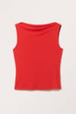 Red - Super soft sleeveless boatneck top - 0