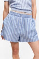 Striped Blue - Relaxed Cotton Boxer Shorts - 2