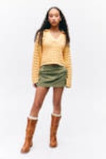 Yellow - Loose Open-Knit Sweater - 1