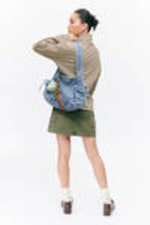 Beige & Dark Brown Stripes - Boxy Long-Sleeved Mock Turtleneck Top - 2