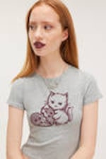 Light Grey - Not Yours - Cropped t-shirt - 0