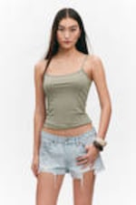 Striped Khaki Green - Slim Strappy Tank Top - 0