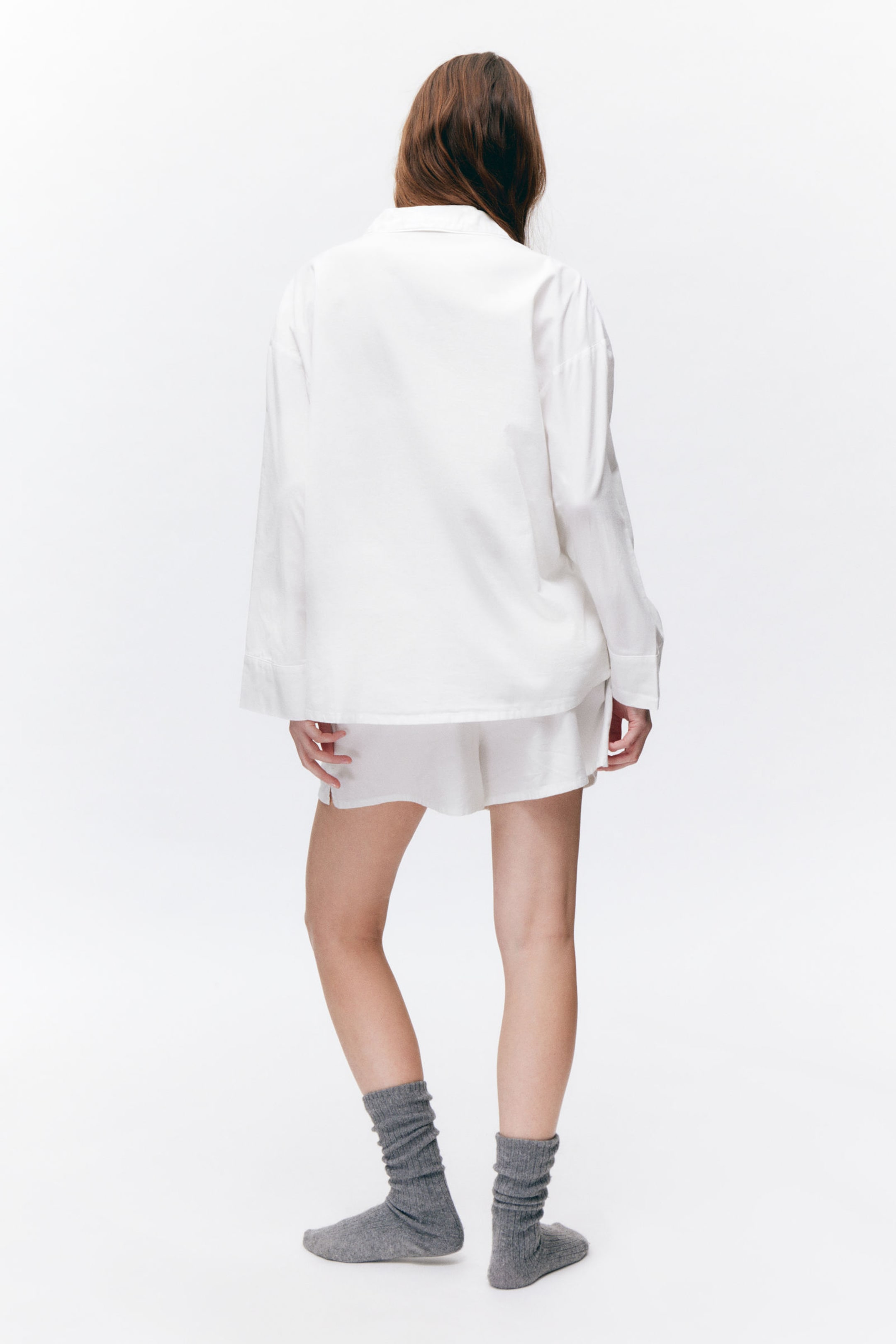White - Soft Long-Sleeved Flannel Shirt - 2