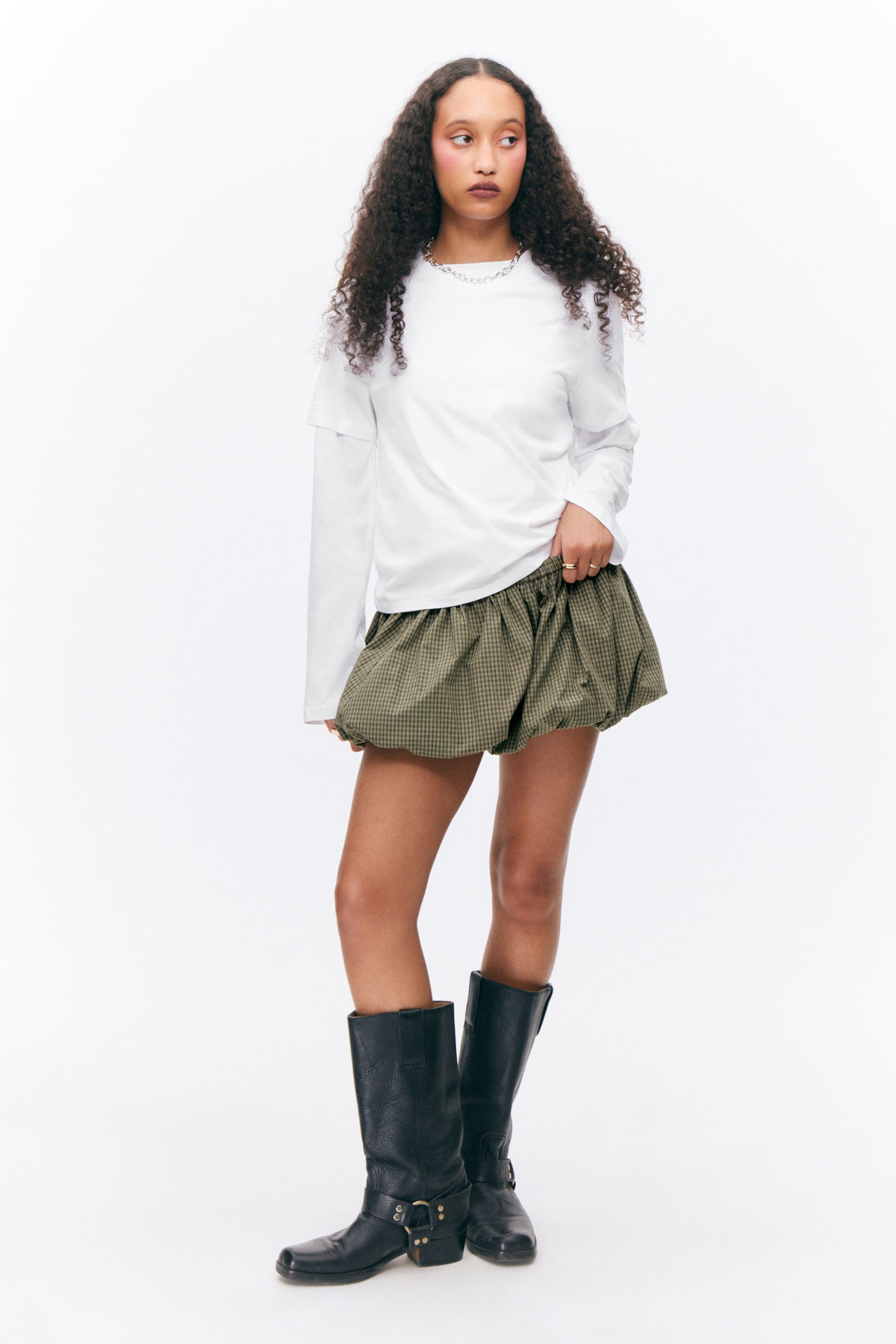 #6E6255 - Balloon Mini Cotton Skirt - 1