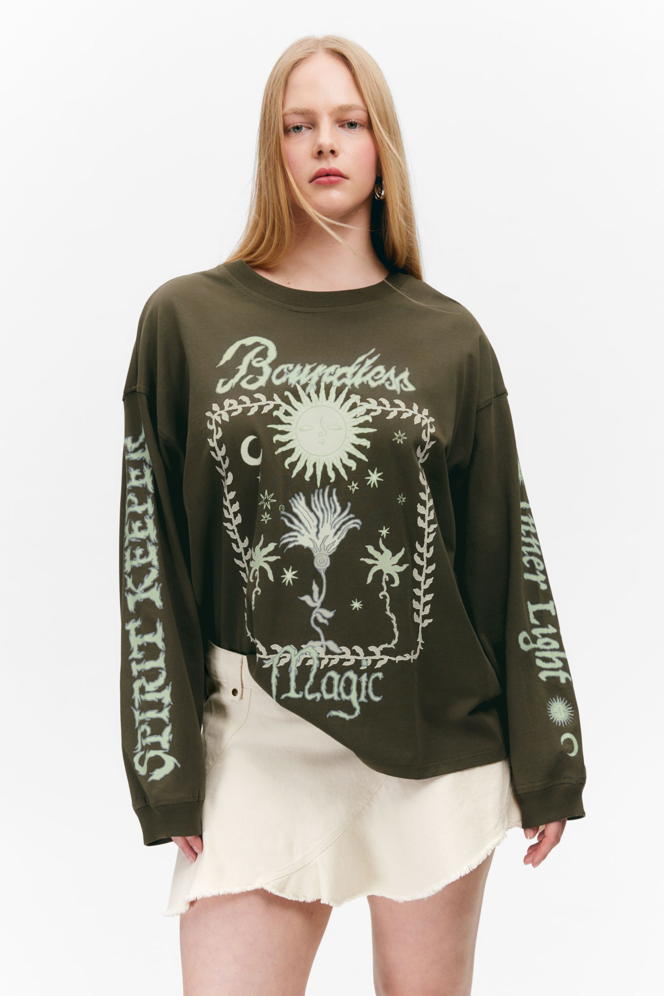 #525346 - Oversized Long Sleeve T-shirt - 1