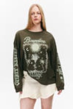 Dark Khaki Green - Boundless - Oversized Long Sleeve T-shirt - 0