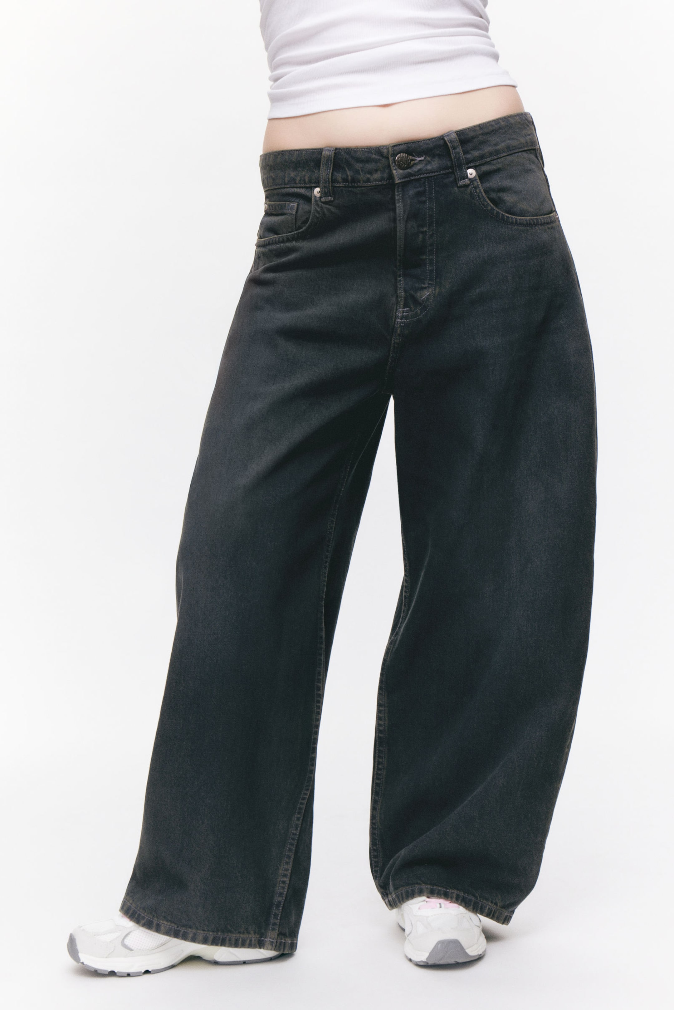 Smokey Blue - Peggy Low Waist Loose Baggy Leg Jeans - 1