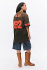 Dark Brown & Red - Sporty Mini T-shirt Dress - 2