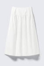 White - Gathered Cotton Poplin Maxi Skirt - 3