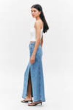 Fresh Blue - Medium Blue - Mid-Waist Split Denim Skirt - 2