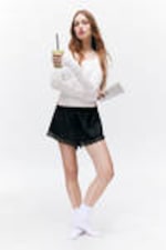 Black - Mini Lace Satin Shorts - 0