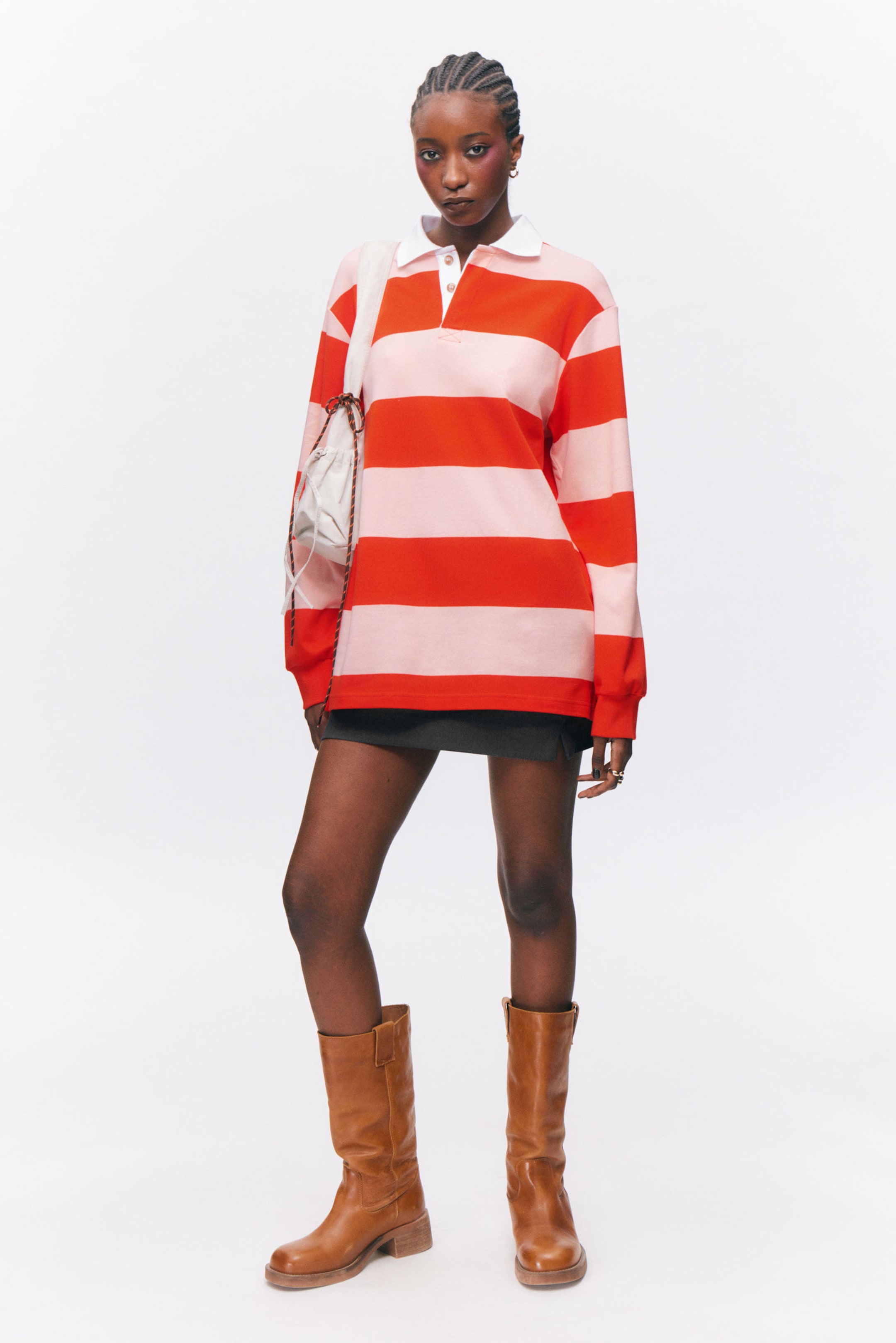 #BD433F - Long-Sleeved Rugby Mini Dress - 1