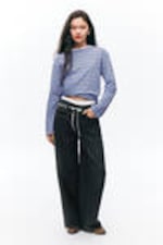 Blue & Brown Stripes - Boxy Sleeve T-Shirt - 1