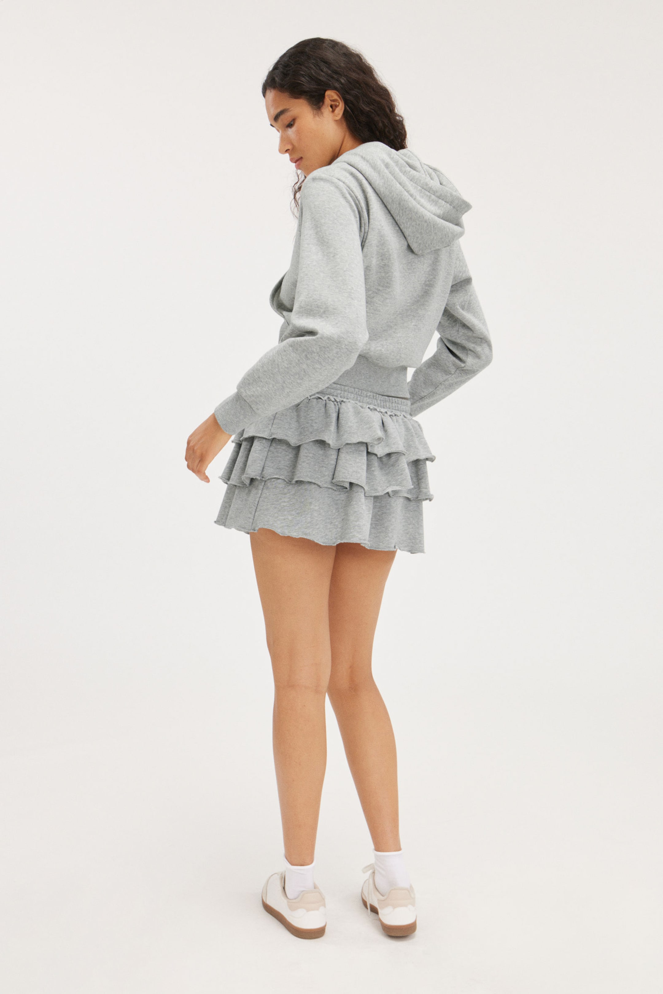 Washed Light Grey - Cropped Zip Hoodie - 4