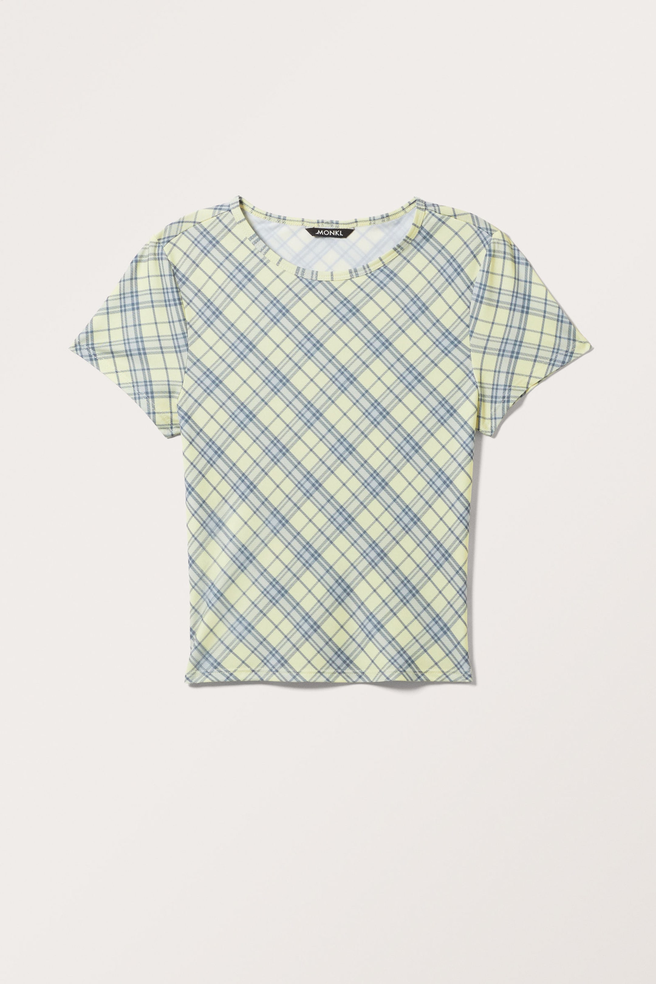 Yellow - Blue Check - Cropped t-shirt - 3