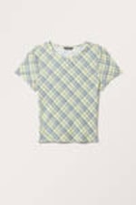 Yellow - Blue Check - Cropped t-shirt - 3