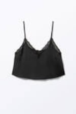 Black - Lace Satin Strap Top - 3