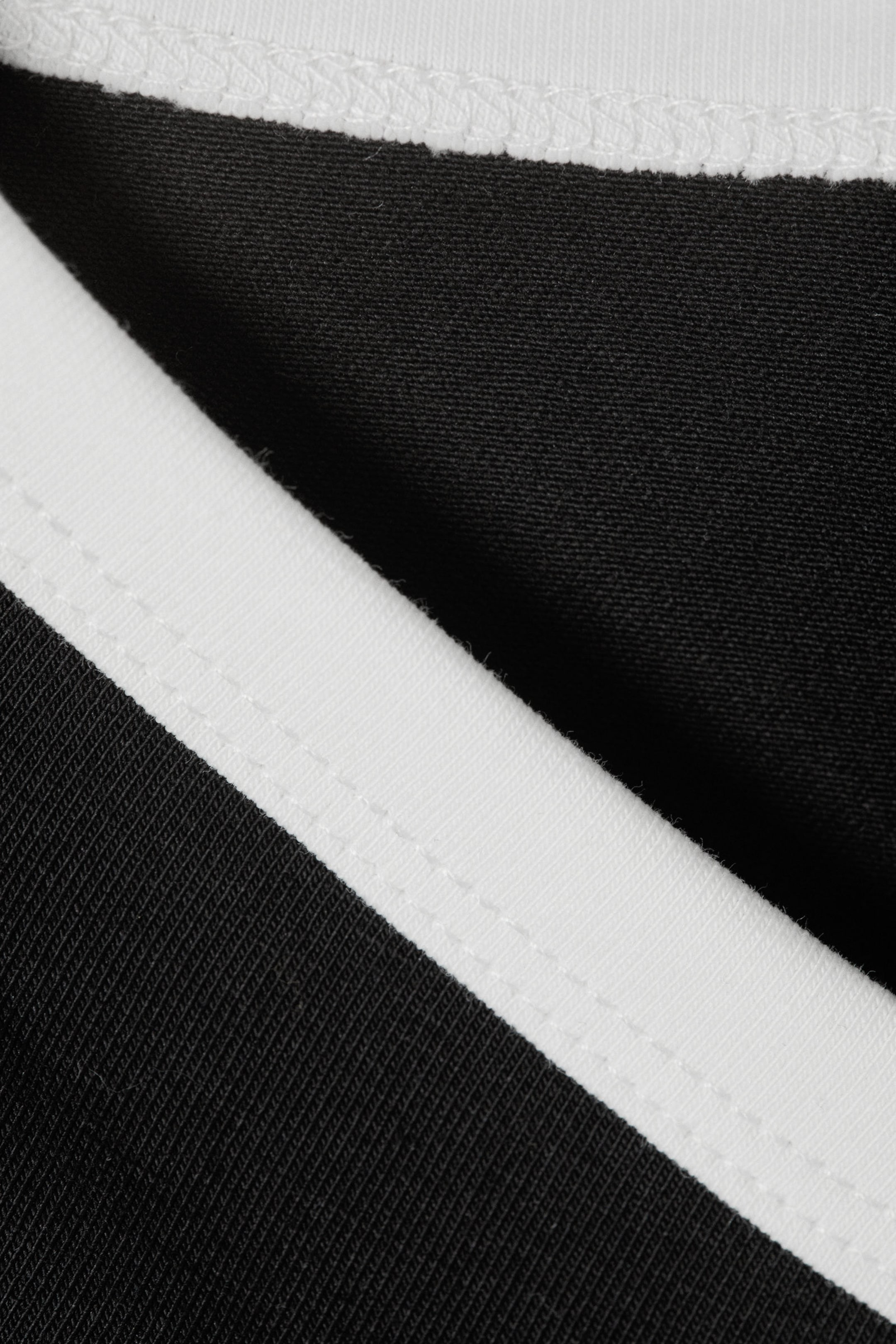 Black - White Binding - Short-Sleeved Cowl Neck Top - 5