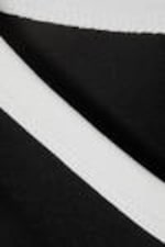 Black - White Binding - Short-Sleeved Cowl Neck Top - 5