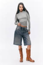 Grey Melange - Long-Sleeved Hooded Top - 0