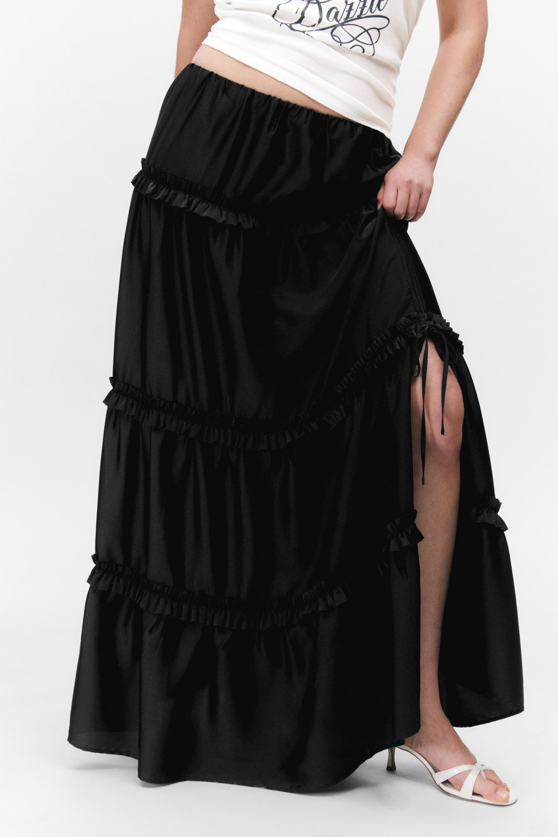 #272628 - Tiered Frilled Maxi Skirt - 2