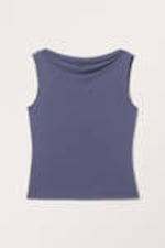 Medium Dusty Blue - Super soft sleeveless boatneck top - 0
